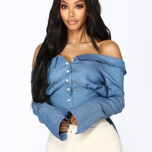 Fashion Nova Pearl Perfection Off Shoulder Top